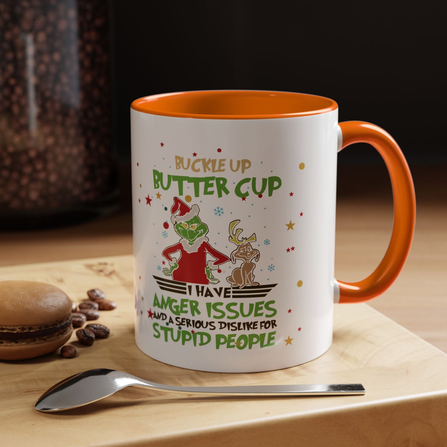 Funny Grinch Christmas Coffee Mug – "I Have Anger Issues" Holiday Accent Mug
