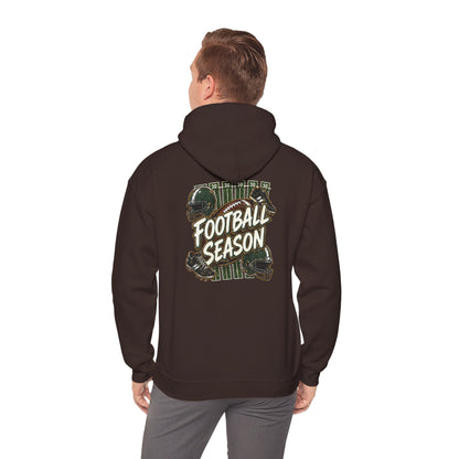 Football Season Hoodie — Vintage Helmets & Plaid Back Graphic