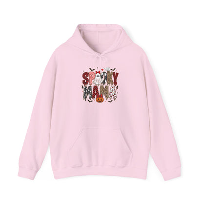 Spooky Mama Hoodie - Cute Halloween Mom Sweatshirt with Pumpkin & Ghosts