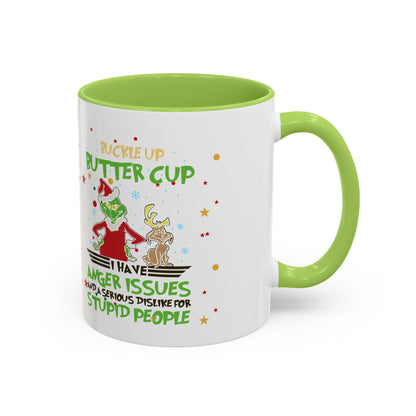 Funny Grinch Christmas Coffee Mug – "I Have Anger Issues" Holiday Accent Mug