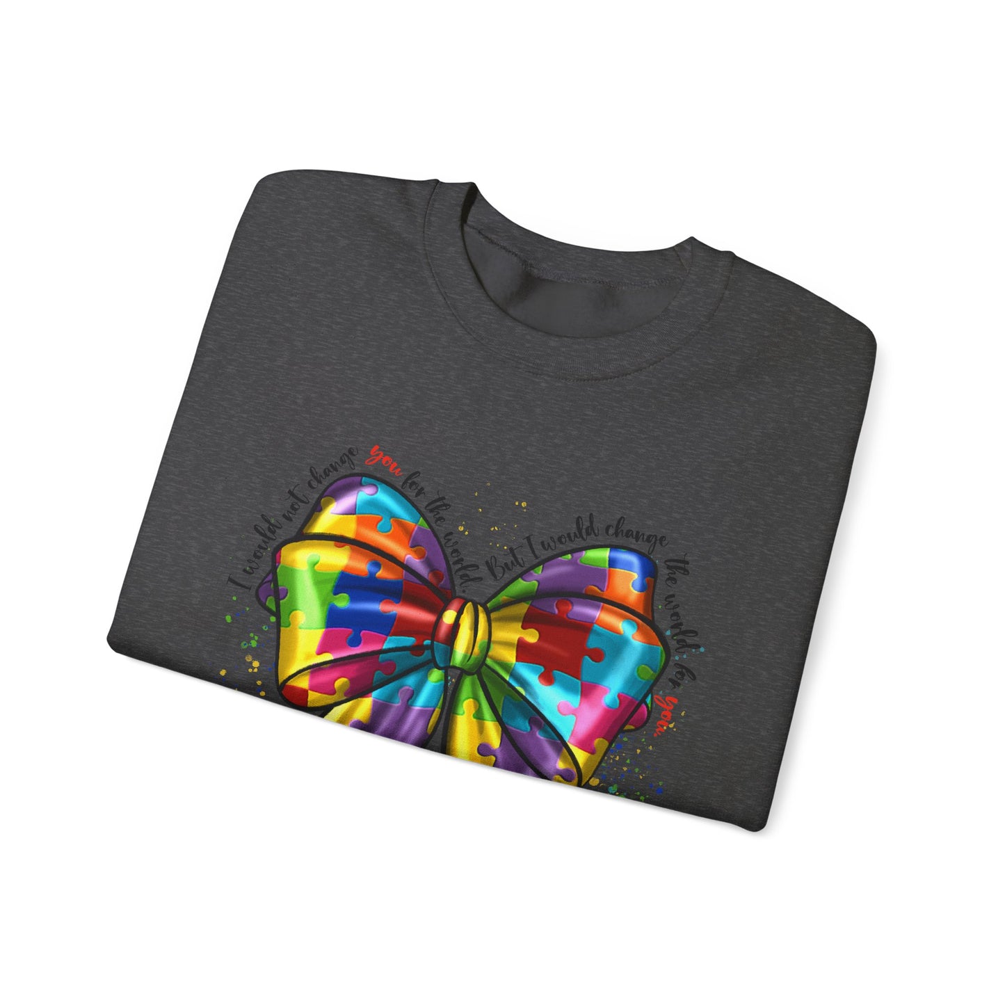 Rainbow Puzzle Bow Sweatshirt — Autism Awareness Crewneck
