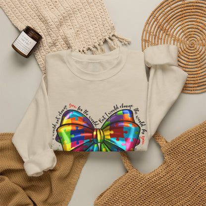 Rainbow Puzzle Bow Sweatshirt — Autism Awareness Crewneck