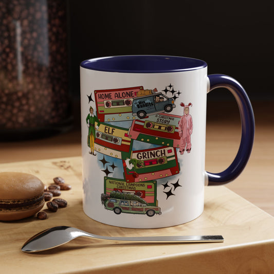 Christmas Movie Collage Coffee Mug – Home Alone, Elf & Grinch Accent Mug