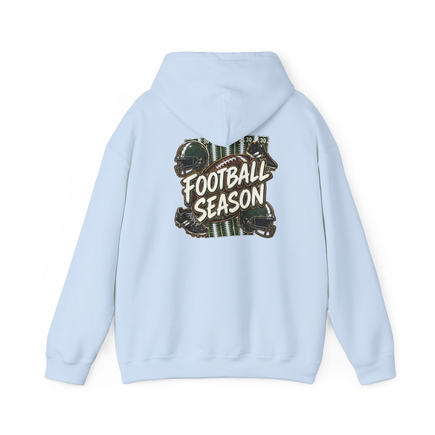 Football Season Hoodie — Vintage Helmets & Plaid Back Graphic