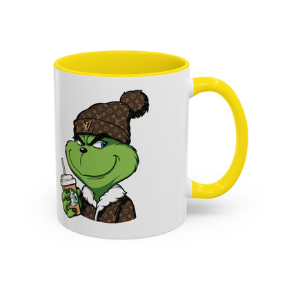 Grinch Luxury Winter Coffee Mug – Designer Beanie & Holiday Drink Cartoon (11/15oz)