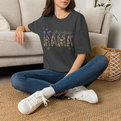 All American Mama T-Shirt — Patriotic Floral USA Mom Tee