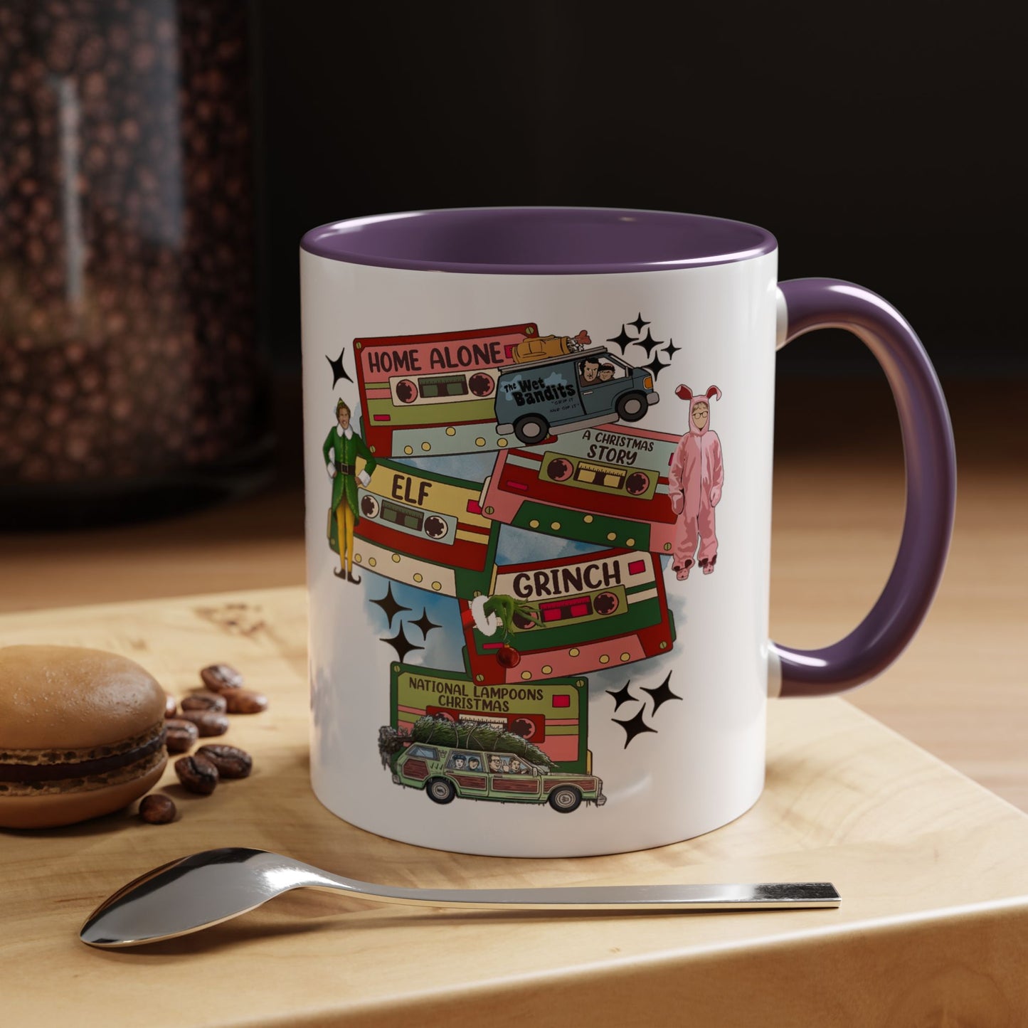 Christmas Movie Collage Coffee Mug – Home Alone, Elf & Grinch Accent Mug