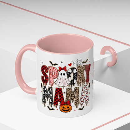Spooky Mama Accent Coffee Mug — Halloween Ghost Pumpkin 11/15oz