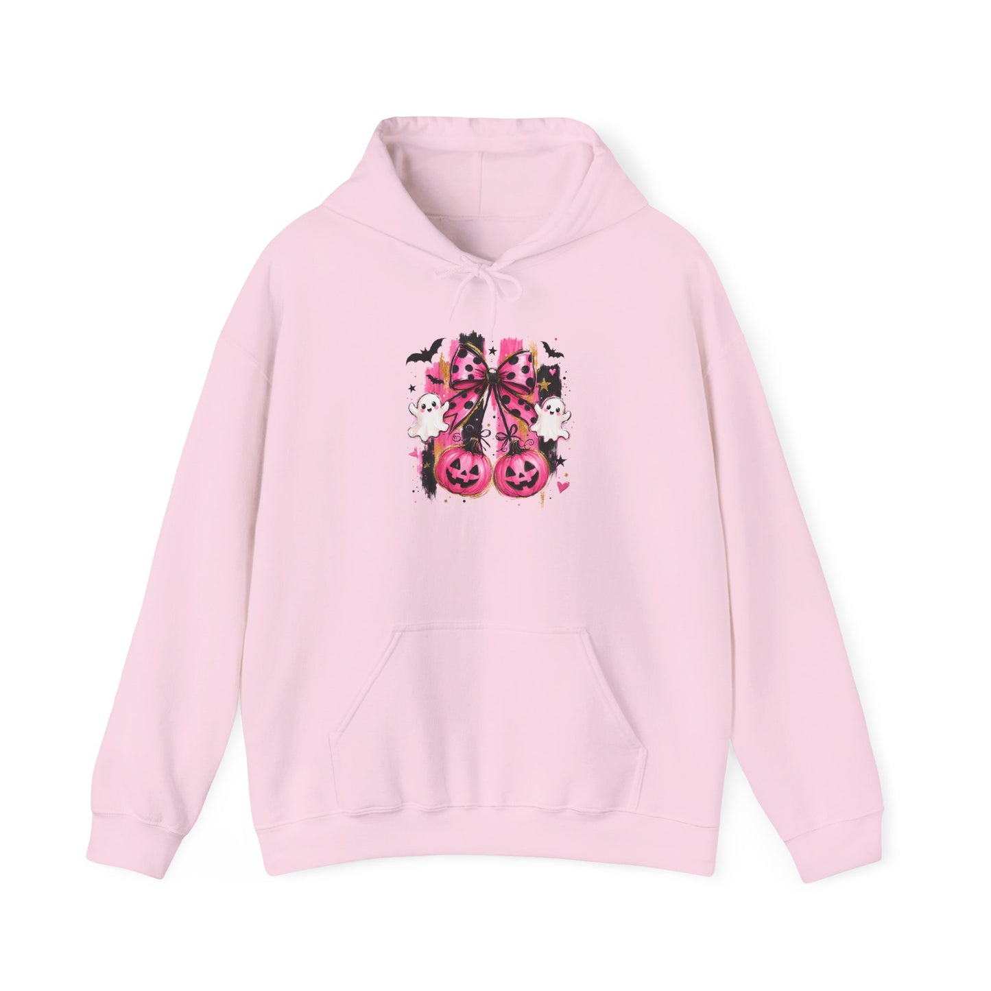 Halloween Pink Pumpkin Hoodie — Cute Spooky Gothic Cats & Bats Sweatshirt