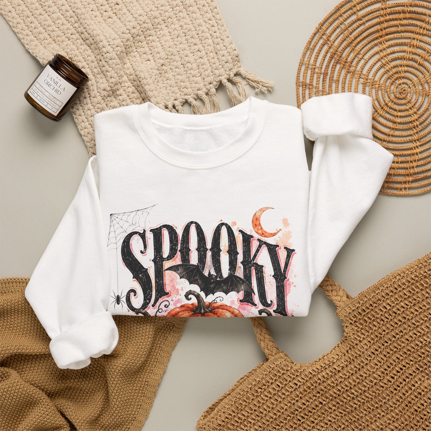 "Spooky Season" Pumpkin Halloween Graphic Crewneck Sweatshirt