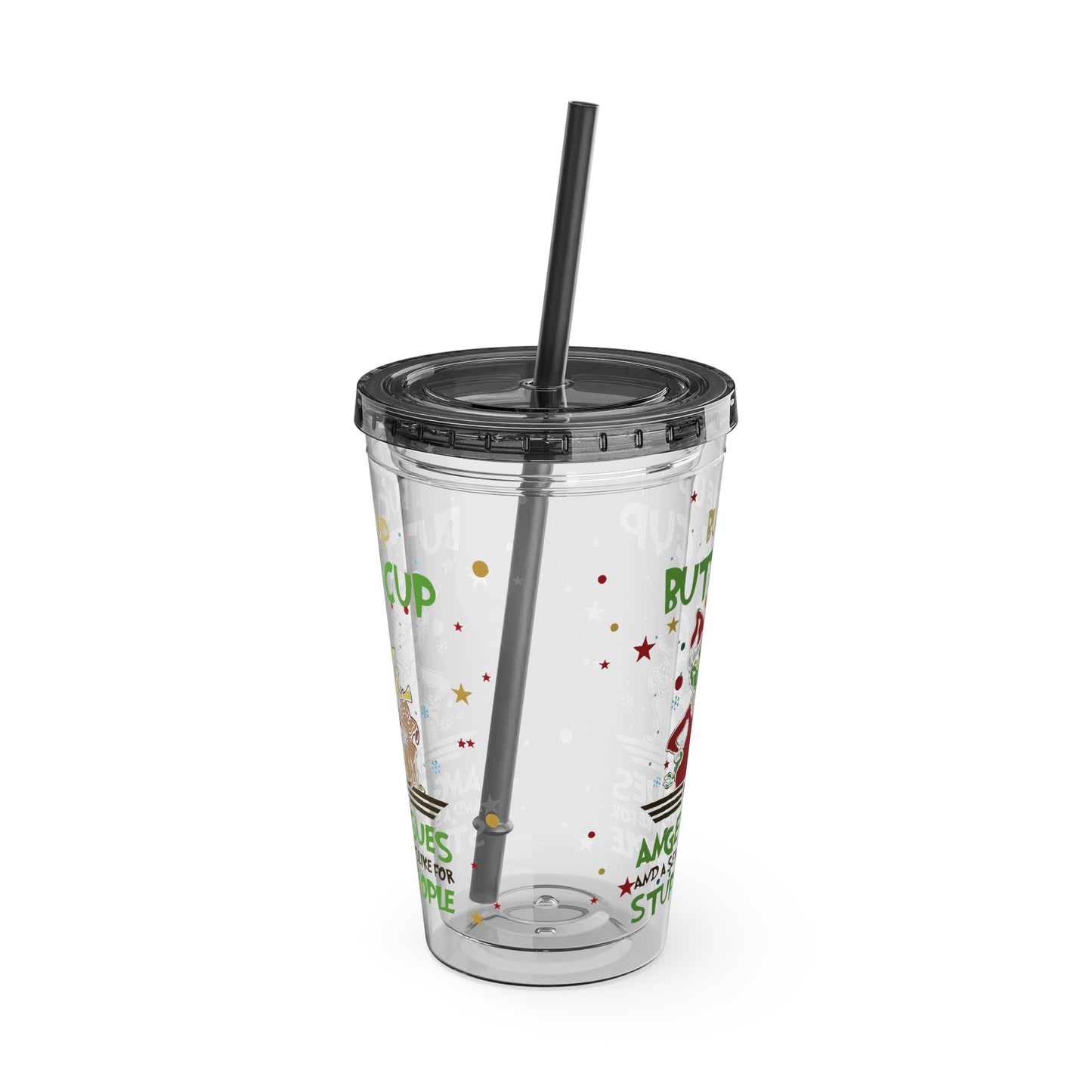 16oz Tumbler with Straw — 'Buckle Up Buttercup' Grinch Holiday Travel Cup