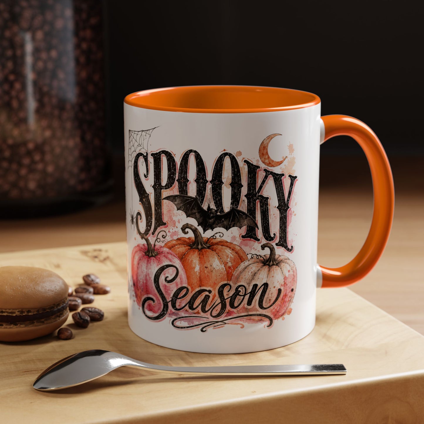Spooky Season Accent Coffee Mug — Halloween Pumpkin & Moon Design (11/15oz)
