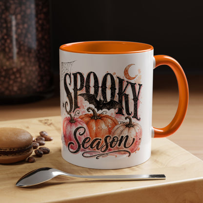 Spooky Season Accent Coffee Mug — Halloween Pumpkin & Moon Design (11/15oz)
