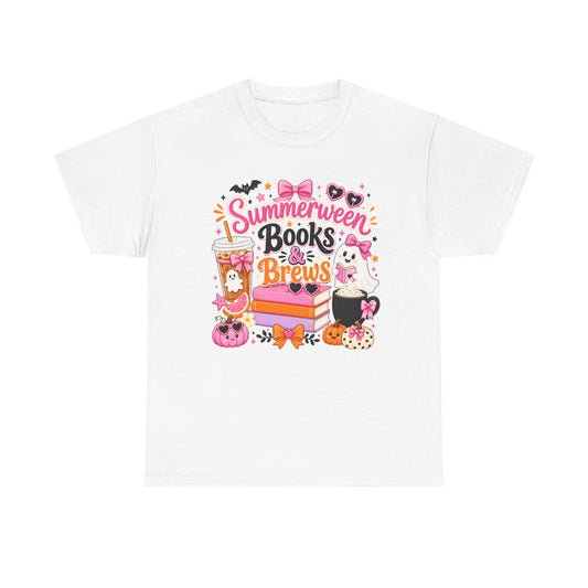 Books & Brews Tee — "Summerween" Cute Halloween Reading Shirt