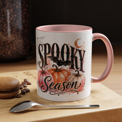 Spooky Season Accent Coffee Mug — Halloween Pumpkin & Moon Design (11/15oz)