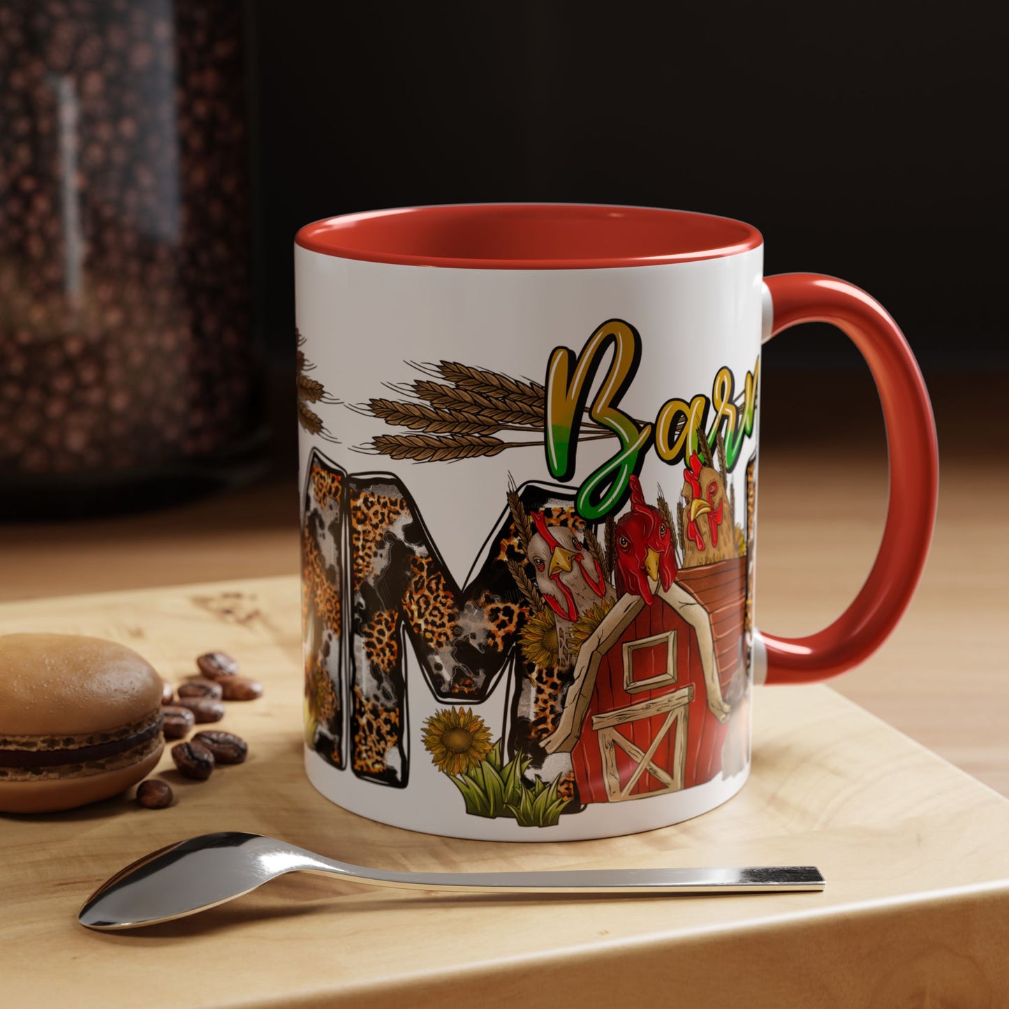 Barn MOM Coffee Mug — Leopard Print Farmhouse Accent Mug (11/15 oz)
