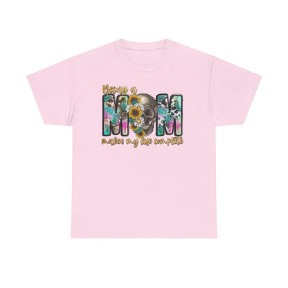 Mom Floral Graphic Tee – "Being a Mom Makes My Life an Adventure"
