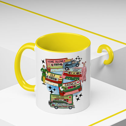 Christmas Movie Collage Coffee Mug – Home Alone, Elf & Grinch Accent Mug