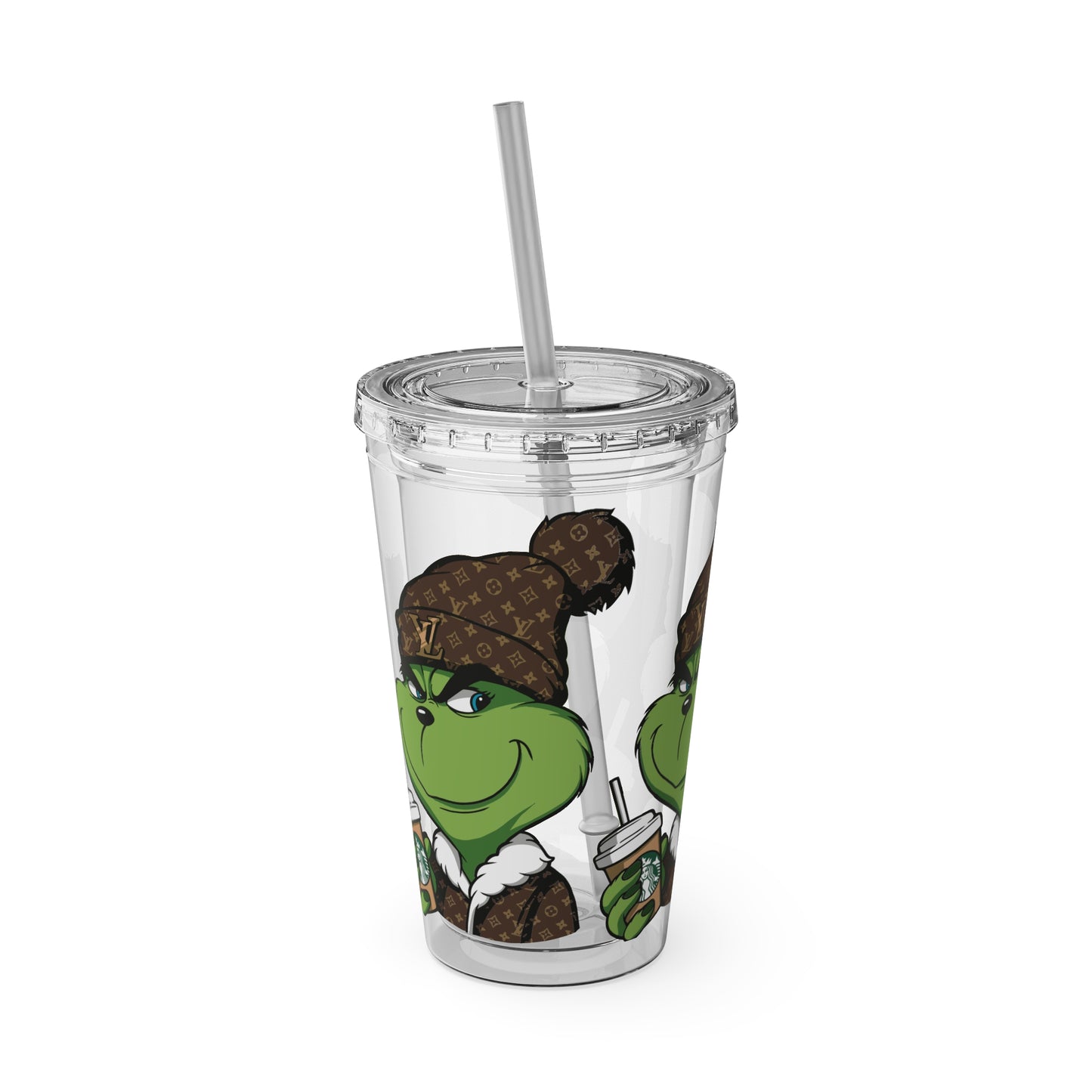 Grinch Streetwear 16oz Tumbler with Straw — Luxury Beanie Design