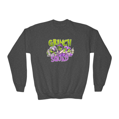 Grinch Squad Youth Crewneck Sweatshirt — Kids Funny Holiday Pullover