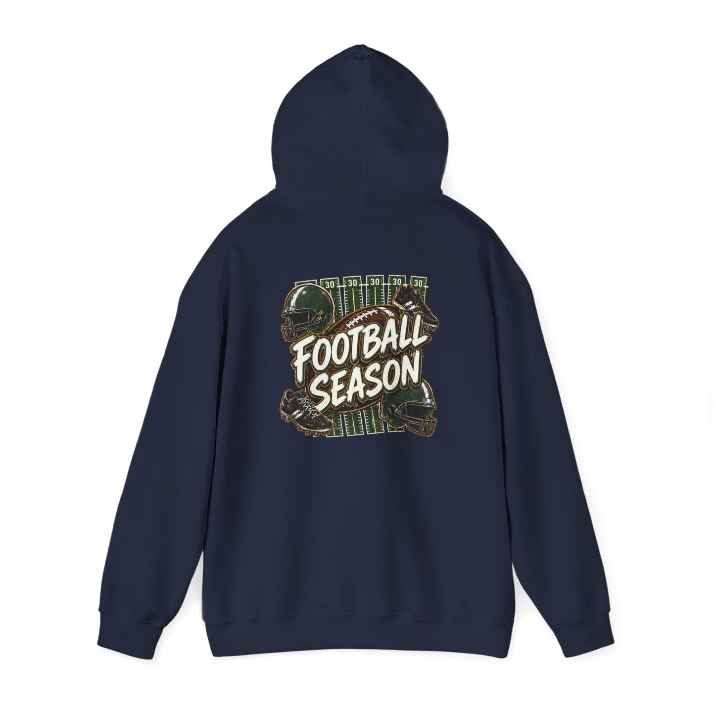 Football Season Hoodie — Vintage Helmets & Plaid Back Graphic