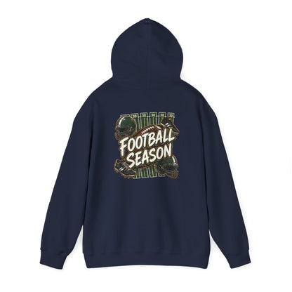 Football Season Hoodie — Vintage Helmets & Plaid Back Graphic