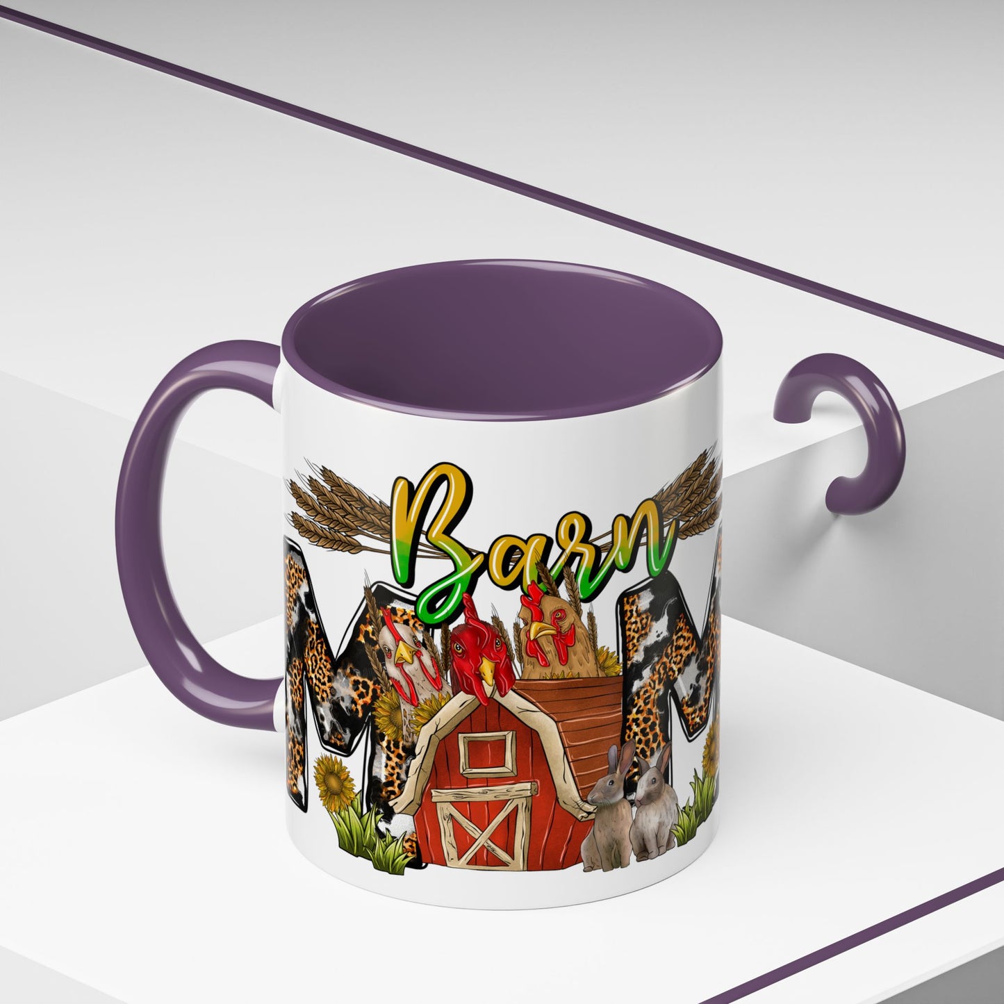 Barn MOM Coffee Mug — Leopard Print Farmhouse Accent Mug (11/15 oz)