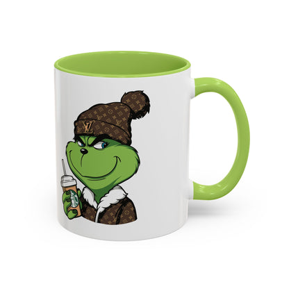 Grinch Luxury Winter Coffee Mug – Designer Beanie & Holiday Drink Cartoon (11/15oz)