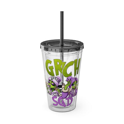 Grinch Squad 16oz Tumbler with Straw — Holiday Party Drink Cup