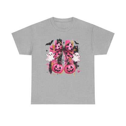 Halloween Pink Pumpkin Tee — Cute Ghosts & Polka Dot Bow Halloween T-Shirt