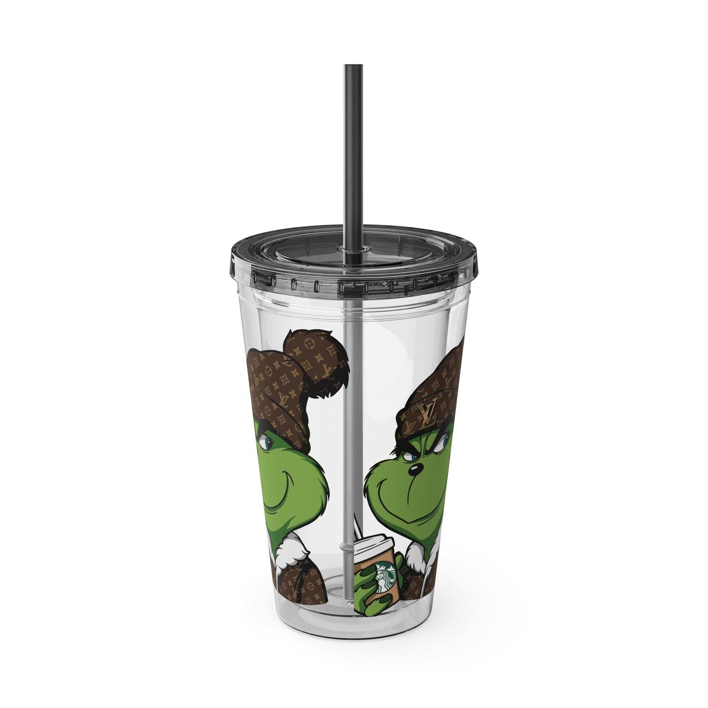 Grinch Streetwear 16oz Tumbler with Straw — Luxury Beanie Design