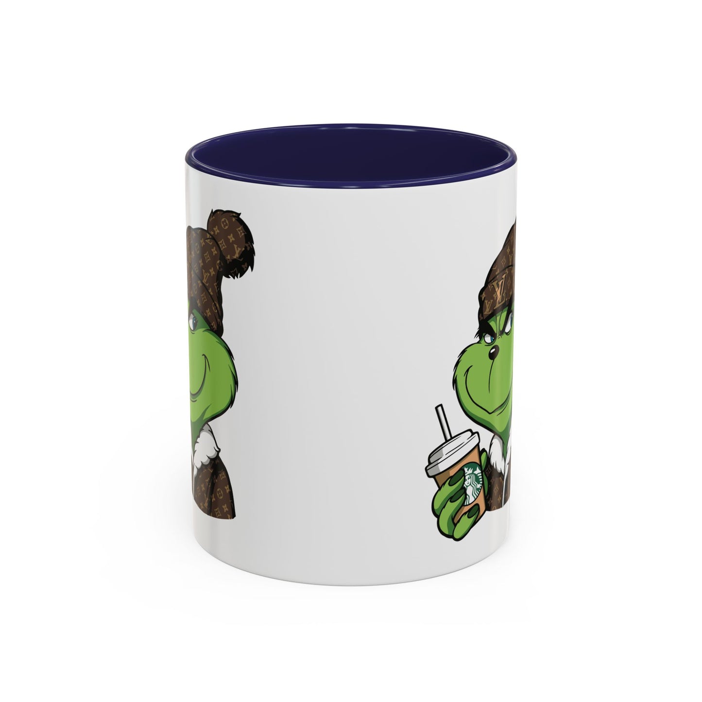 Grinch Luxury Winter Coffee Mug – Designer Beanie & Holiday Drink Cartoon (11/15oz)