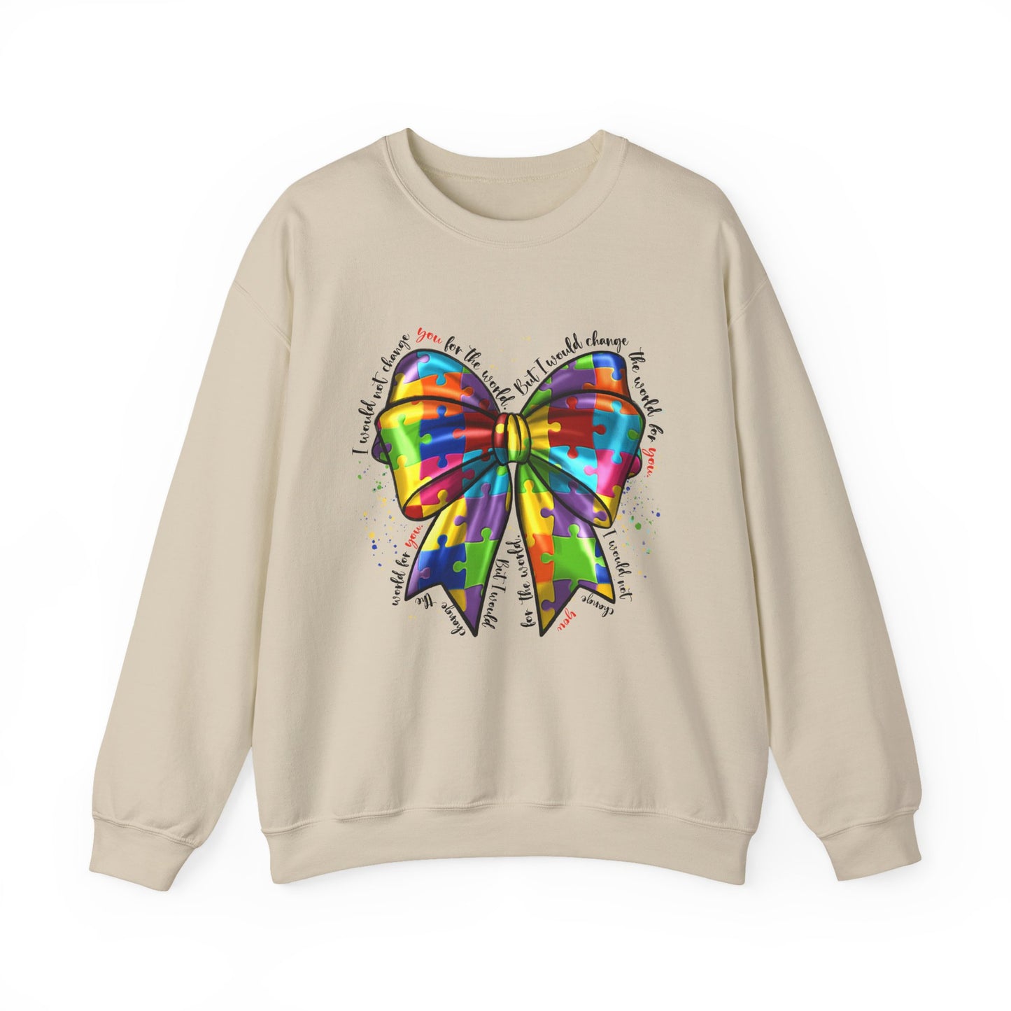 Rainbow Puzzle Bow Sweatshirt — Autism Awareness Crewneck