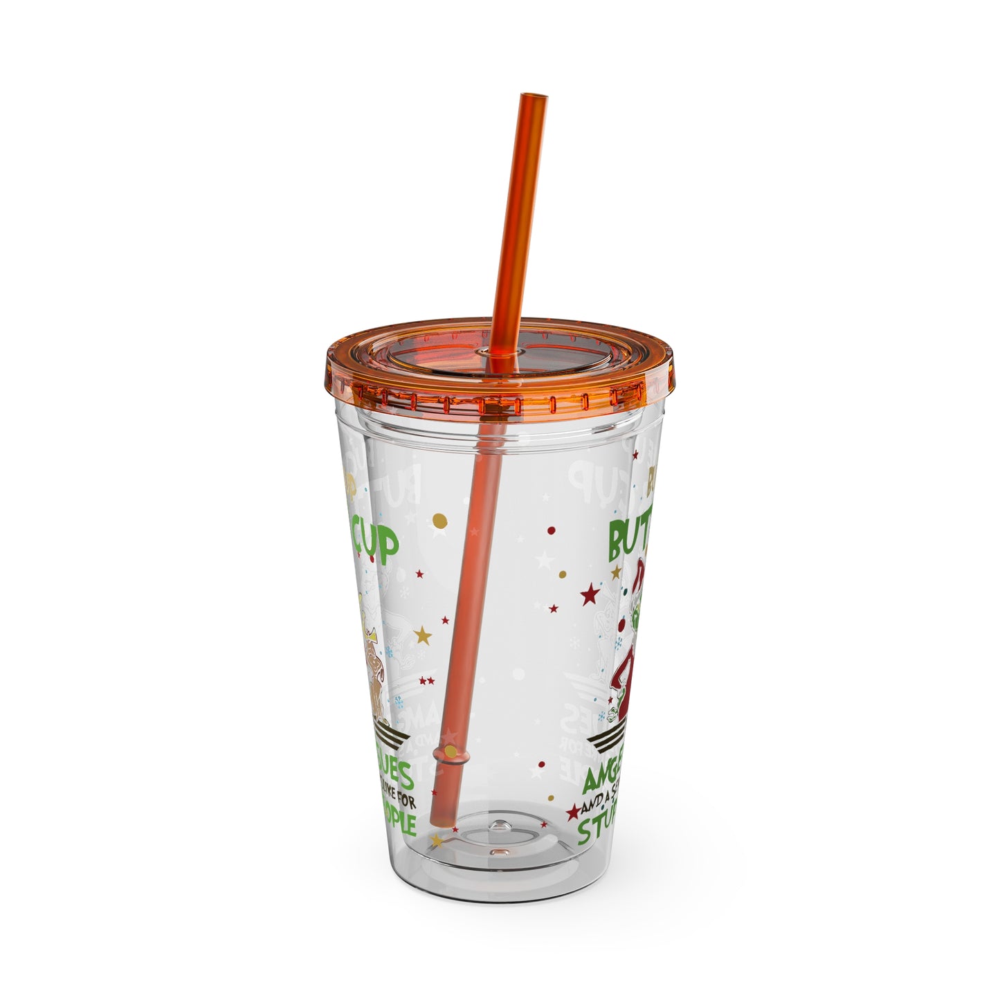 16oz Tumbler with Straw — 'Buckle Up Buttercup' Grinch Holiday Travel Cup