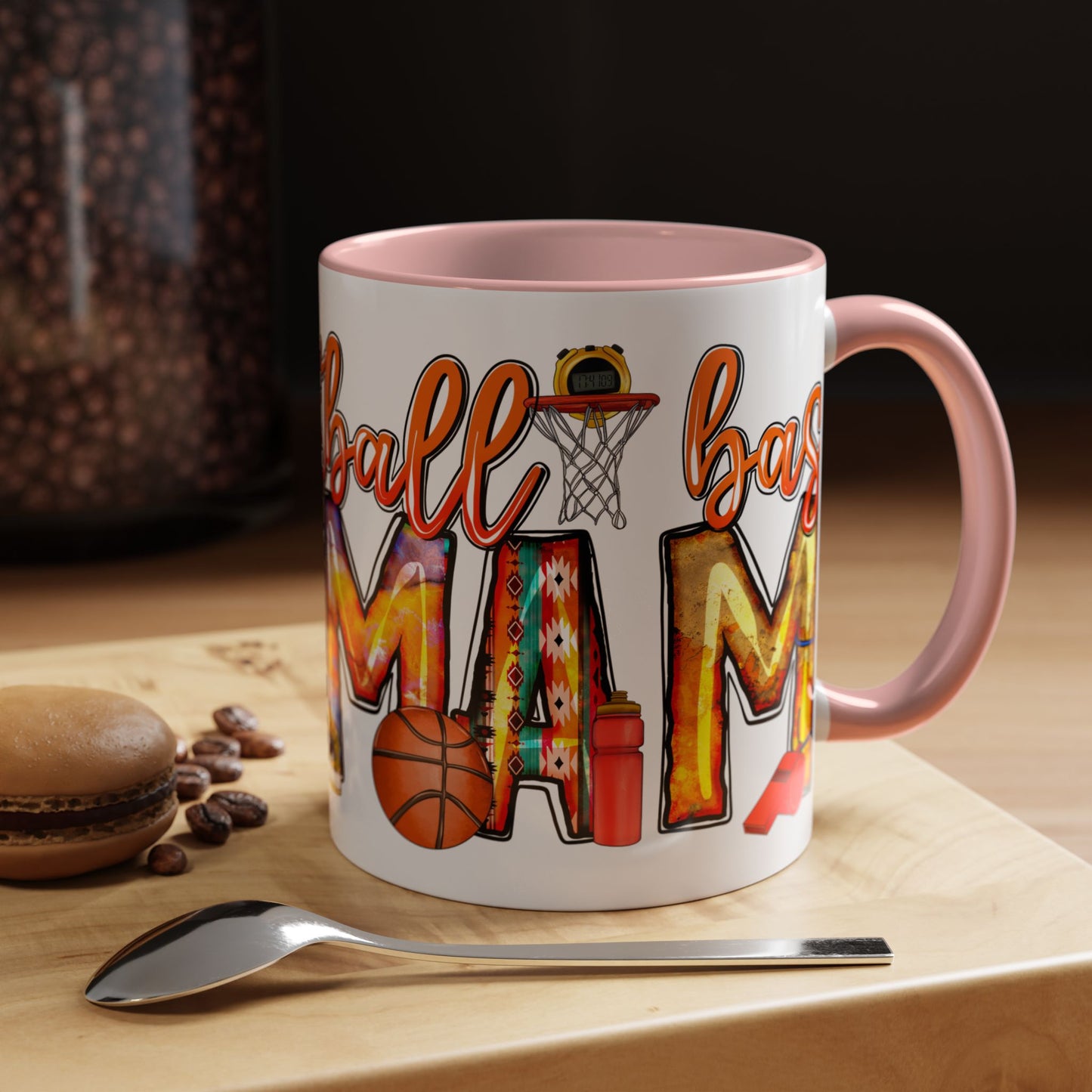 Basketball Mom Accent Coffee Mug – Colorful Sports Mom Gift (11/15oz)