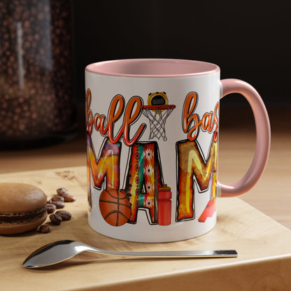 Basketball Mom Accent Coffee Mug – Colorful Sports Mom Gift (11/15oz)