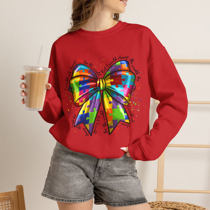 Rainbow Puzzle Bow Sweatshirt — Autism Awareness Crewneck