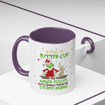 Funny Grinch Christmas Coffee Mug – "I Have Anger Issues" Holiday Accent Mug