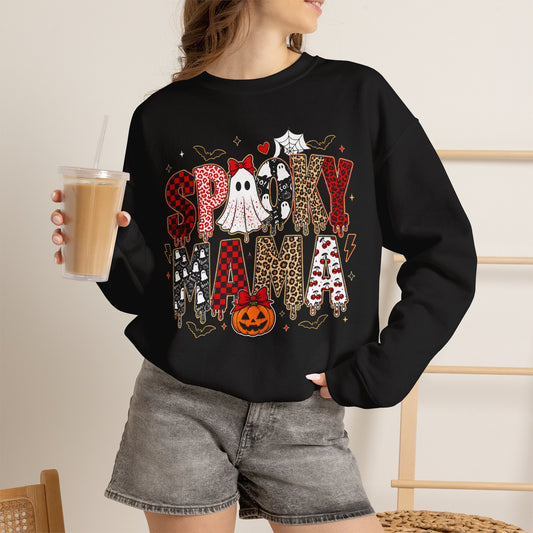 Spooky Mama Sweatshirt — Cute Halloween Ghosts & Pumpkin Graphic