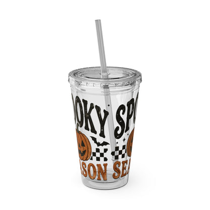 Spooky Season 16oz Tumbler with Straw — Halloween Pumpkin Travel Cup
