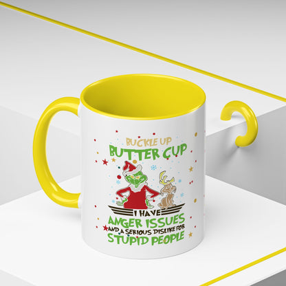 Funny Grinch Christmas Coffee Mug – "I Have Anger Issues" Holiday Accent Mug