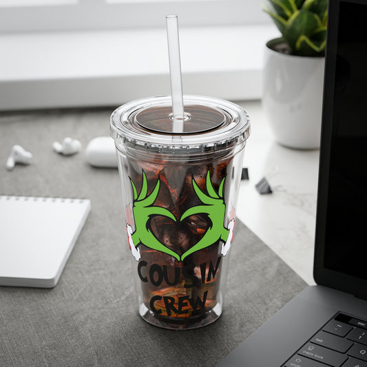 Tumbler — Cousin Crew Holiday Grinch Hands 16oz Straw Cup