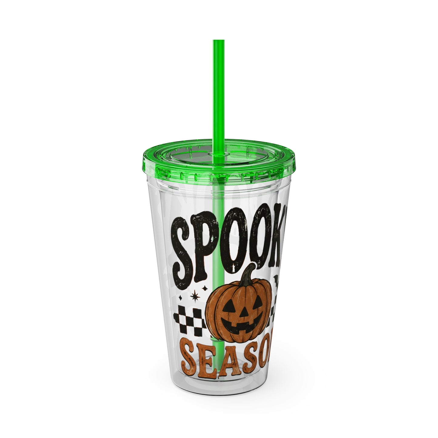 Spooky Season 16oz Tumbler with Straw — Halloween Pumpkin Travel Cup