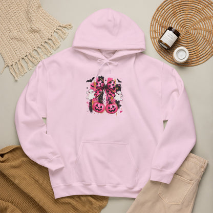 Halloween Pink Pumpkin Hoodie — Cute Spooky Gothic Cats & Bats Sweatshirt