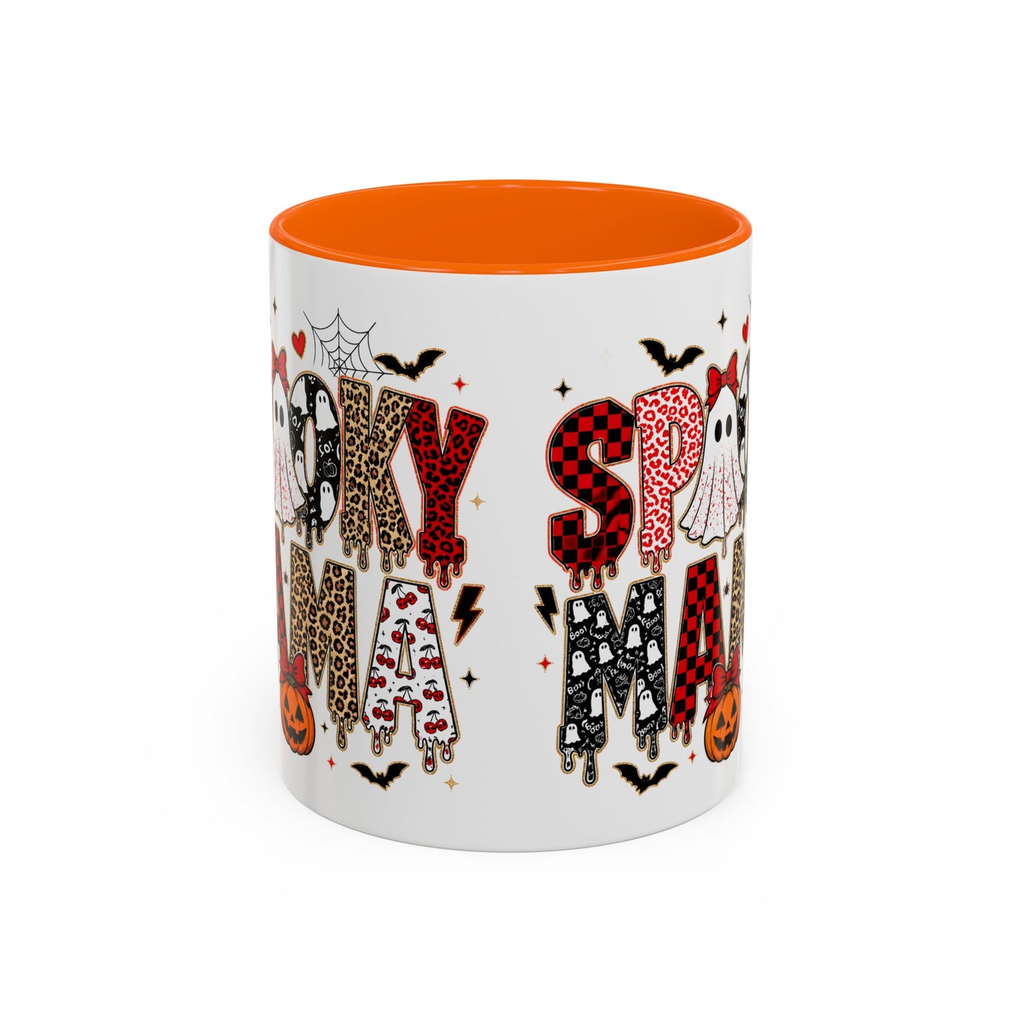 Spooky Mama Accent Coffee Mug — Halloween Ghost Pumpkin 11/15oz