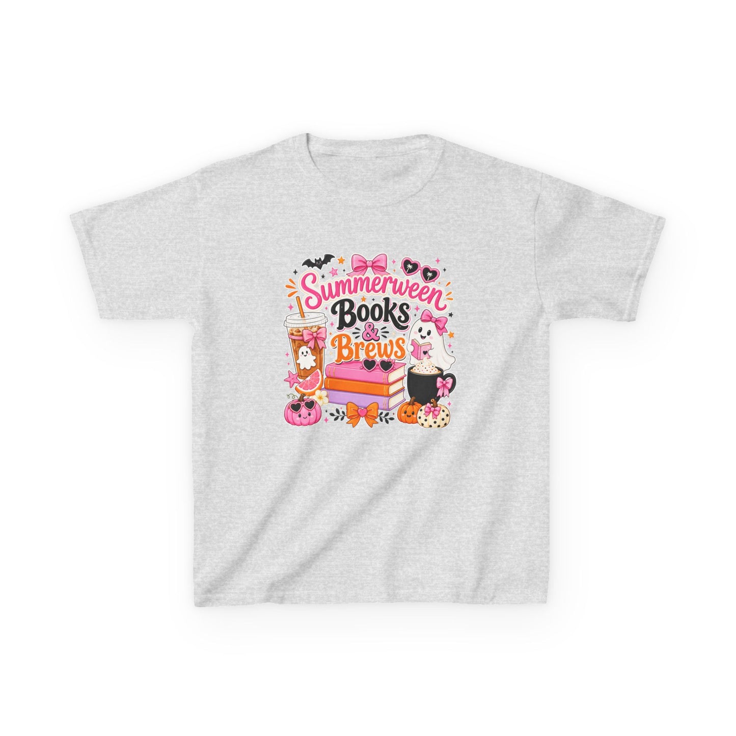 Kids Tee — "Summerween Books & Brew" Cute Halloween Reading Shirt