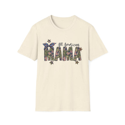 All American Mama T-Shirt — Patriotic Floral USA Mom Tee