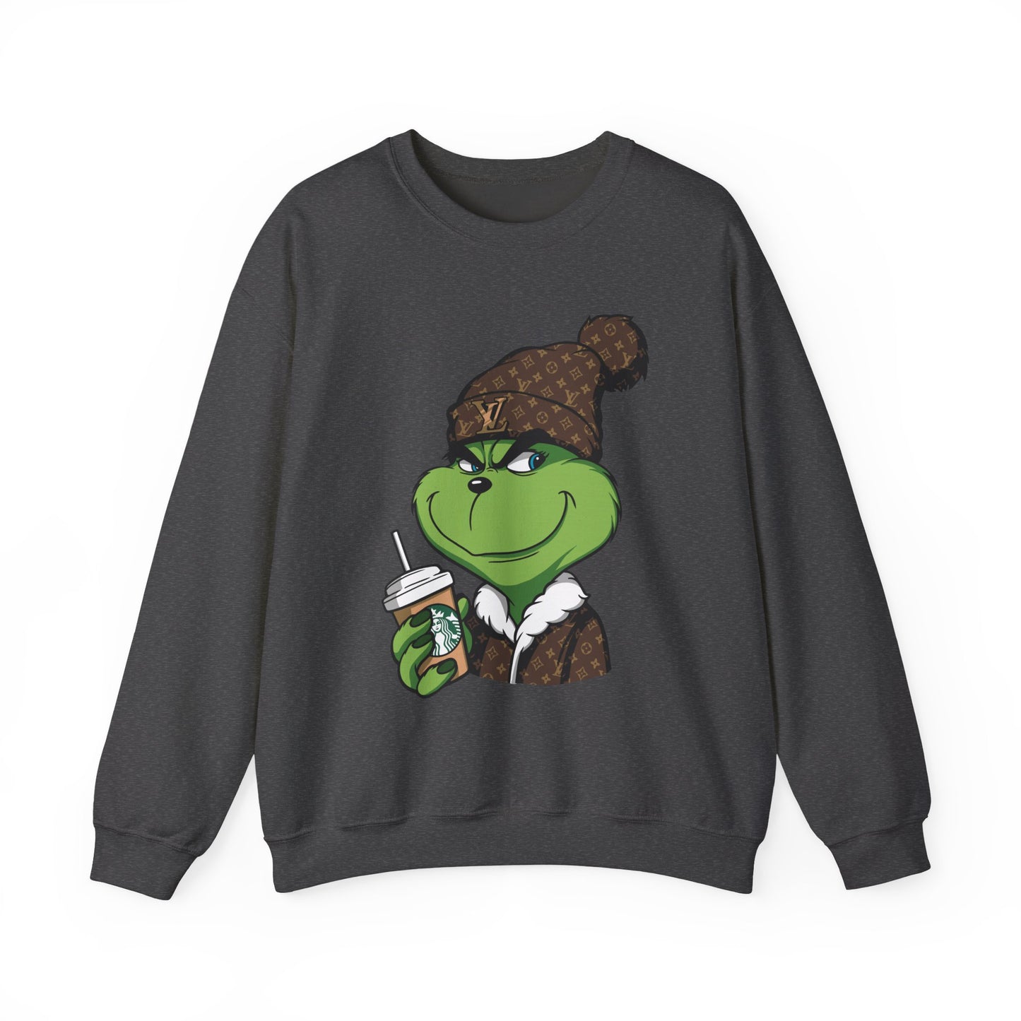 Grinch Winter Cozy Crewneck Sweatshirt — Holiday Coffee Graphic