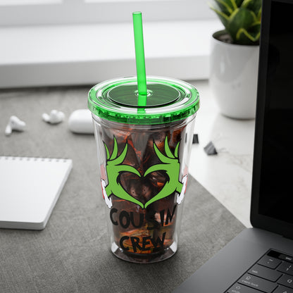 Tumbler — Cousin Crew Holiday Grinch Hands 16oz Straw Cup