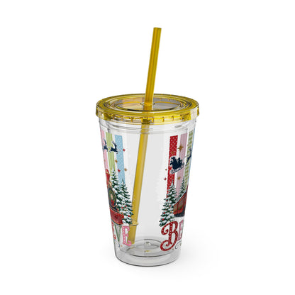 Believe Holiday Tumbler — Christmas Train 16oz Straw Cup